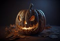 Halloween Jack o lantern isolated on dark background Royalty Free Stock Photo