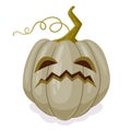 Halloween jack-o-lantern pumpkin. Cartoon fall holiday pumpkin decoration, spooky pumpkin carved face flat vector illustration Royalty Free Stock Photo