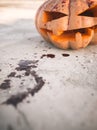 Halloween Jack O Lantern With Red Blood Stains On Ground