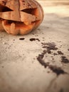 Halloween Jack O Lantern With Red Blood Stains On Ground