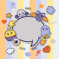 Halloween kawaii greeting card with cute sticker