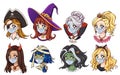 Halloween 2020 kawaii set of fantasy characters wearing medical mask