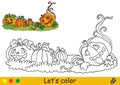 Halloween kids coloring with template scary pumpkins Royalty Free Stock Photo