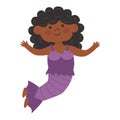 Halloween Kids Costume Party. Cute little afro american girl in halloween mermaid costume. Cartoon vector Character for Royalty Free Stock Photo