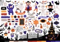 Halloween Kids Costume Party set. A group of kids in various costumes for the holiday. Vector illustration of characters Royalty Free Stock Photo