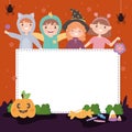 halloween kids with banner Royalty Free Stock Photo