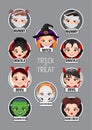 Halloween kids in Halloween costumes head vector Royalty Free Stock Photo