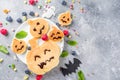 Halloween kids funny pancakes Royalty Free Stock Photo