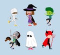 Halloween kids. Set of cartoon children in costumes