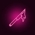 Halloween knife with blood icon. Elements of Halloween in neon style icons. Simple icon for websites, web design, mobile app,