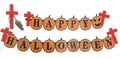 Halloween label hang on wall on isolated white background Royalty Free Stock Photo