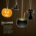 Halloween labels on wood Royalty Free Stock Photo