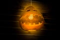 Halloween lamp made from dry bottle gourd . Royalty Free Stock Photo