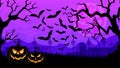 Halloween landscape background. Scary graveyard pumpkins