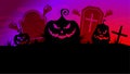 Halloween landscape background. Scary graveyard pumpkins