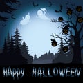 Halloween landscape, pumpkins and ghosts in the Royalty Free Stock Photo