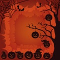 Halloween landscape, pumpkins, tree and spider Royalty Free Stock Photo