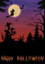 Halloween landscape with witch Royalty Free Stock Photo