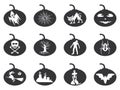 Halloween lantern icons set