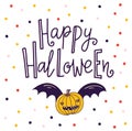 Halloween lettering greeting card - Happy Halloween. Vector holiday background. Royalty Free Stock Photo