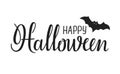 Halloween lettering. Happy Halloween Text Banner. Vector illustration. Holiday calligraphy with bat