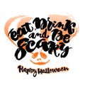 Halloween lettering poster, inspirational postcard