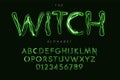 Halloween letters and numbers set. Witch magic style vector latin alphabet. Ghostbusters font for events, promotions