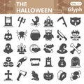 Halloween line icon set, All Hallows Eve symbols collection or sketches. Horror night glyph linear style signs for web