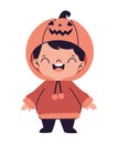 halloween little boy dressed as a pumpkin Royalty Free Stock Photo