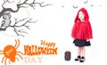 Halloween costume. Little Red Riding Hood. Beautiful little girl Royalty Free Stock Photo