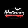 Halloween logo on a black background with bat