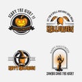 Halloween logo design inspiration, vector collection of halloween stickers