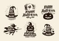 Halloween logo or label. Lettering, calligraphy vector illustration Royalty Free Stock Photo