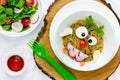 Halloween lunch for kids - owl spaghetti, japanese udon pasta