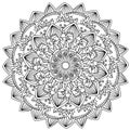 Halloween mandala, ornate coloring page with pumpkins, poisons and autumn leaves