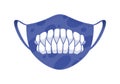 Halloween mask - covid-19 medical mask with funny design - purple monster sharp teeth.