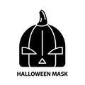 halloween mask icon, black vector sign with editable strokes, concept illustration Royalty Free Stock Photo
