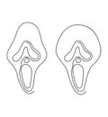 Halloween. Mask scream, scary horror movie hero mask. Continuous line drawing, vector illustration Royalty Free Stock Photo