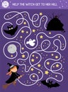 Halloween maze for children. Autumn preschool printable educational activity. Funny day of the dead game or puzzle with spooky Royalty Free Stock Photo