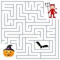 Halloween Maze - Red Devil and Pumpkin Royalty Free Stock Photo