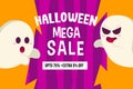 Halloween Mega Sale Promotion Background with two Scary Ghost