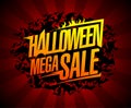 Halloween mega sale vector lettering poster or banner design template