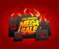 Halloween mega sale web banner design, vector poster