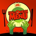 Halloween menu card design with zombie