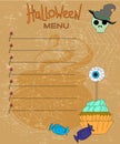 Halloween menu vector illustration, vector background Royalty Free Stock Photo