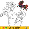 Halloween mexican horse skeleton coloring with template
