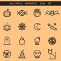 Halloween Minimalist Icon Set - Vector