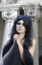 Halloween Misterious Dressed Gothic Woman Royalty Free Stock Photo