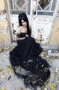 Halloween Misterious Dressed Gothic Woman Royalty Free Stock Photo