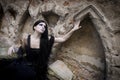 Halloween Misterious Dressed Gothic Woman Royalty Free Stock Photo